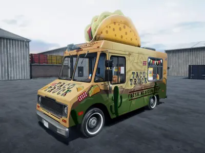 Taco food truck unity asset Low-poly 3D model