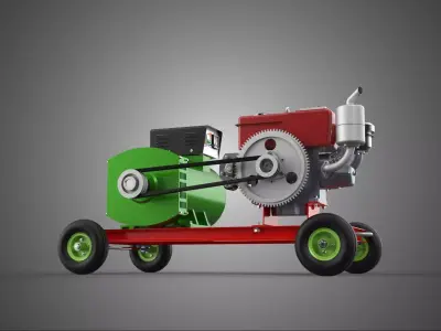 TURBINE POWER GENERATOR SET DIESEL ENGINE ALTERNATOR DYNAMO DIY 3D model