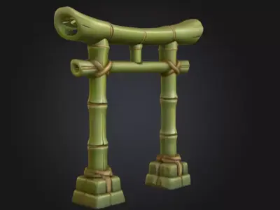 Bamboo Torii Gate Low-poly 3D model