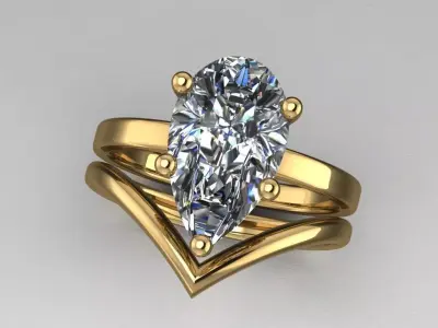  3 CT pear Wedding Bridal Set 3D print model