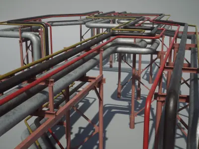 Modular industrial pipeline UE4 UNITY Low-poly 3D model
