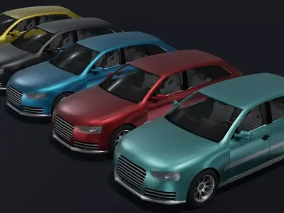 Generic Station Wagon Car With Interior Lowpoly 3D Model Low-poly 3D model