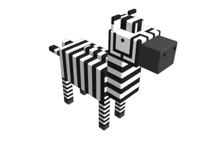Zebra Voxel  Low-poly 3D model