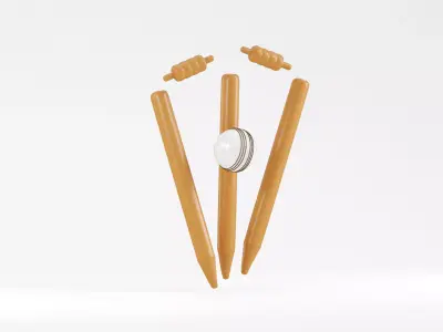 Cricket ball with stamp Low-poly 3D model