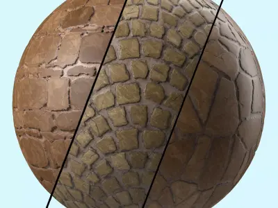 Stone Wall Materials 38- By 3 Patterns Sbsar Pbr Seamless Low-poly 3D model