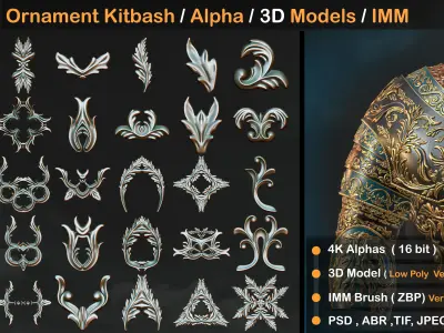 120  Ornament Kitbash - Alpha -3D Models - IMM  vol 02 Low-poly 3D model