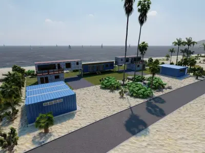 Temporary villa - villa condo - container building 3D model