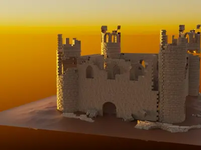 Castle Model 3D in desert 3D model