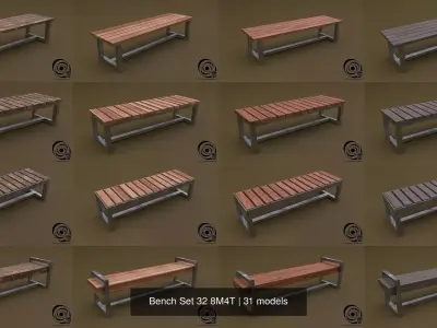 Bench Set 32 8M4T 3D Model Collection