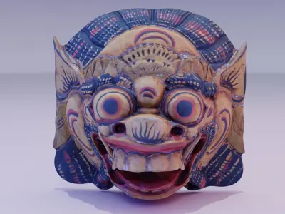 African Mask 04  Low-poly 3D model