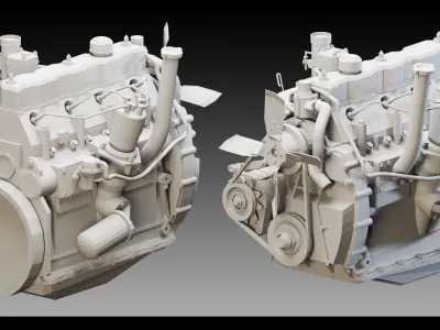 11 Industrial Engines- High detail 3d models Low-poly 3D model