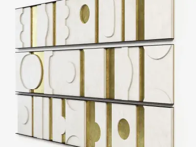 Art Wall Sculpture Panels Modernist Frieze Triptych 3D model