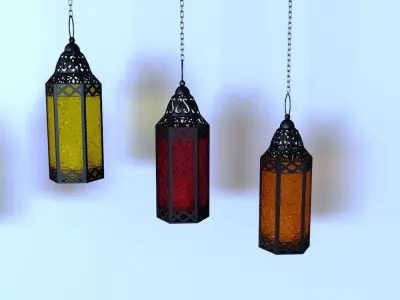 candlestick two hanging lanterns - two hanging lanterns 3D model