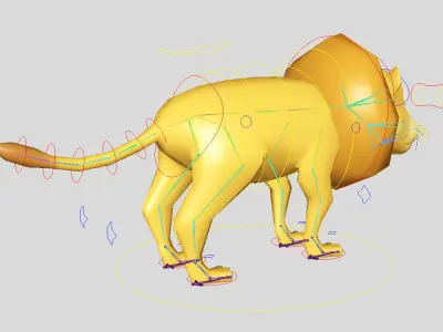 Lion rigged toon 3d model  Low-poly 3D model