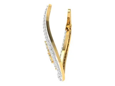 Light Weight Yellow Gold Diamond Earring  -EAR-018 3D print model