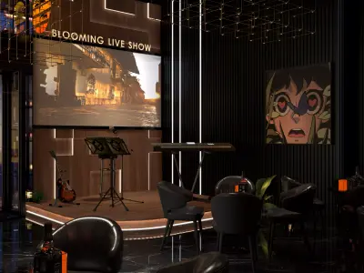 Luxury nightclub bar interior design 3D model