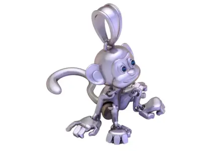 Golden Playful Monkey Pendant 3D print model