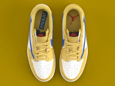 Travis Scott x Air Jordan Canary Yellow Low-poly 3D model