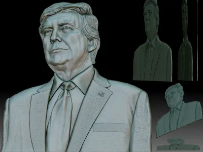Donald Trump portrait coin medal bas-relief 3D print model