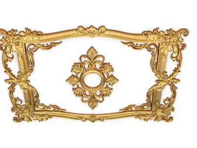 Plaster decorative frame ornament 04 3D model