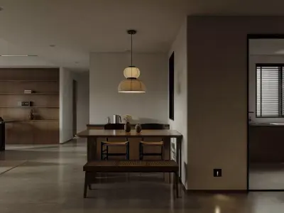 Modern living room dining room interior scenes 391 3D model