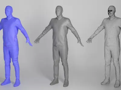 Man in tracksuit in A-pose 324 Low-poly 3D model
