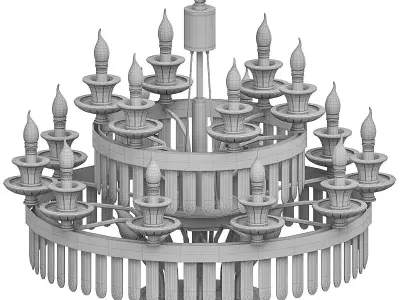 candela chandelier with clear crystals and gold accents 3D model