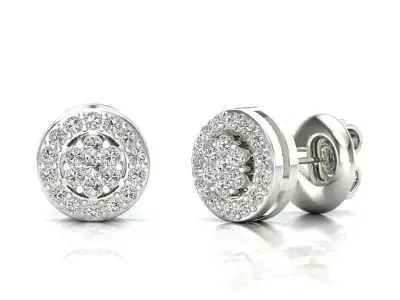 Earrings-6442 pair of diamond stud earrings in rose gold 3D print model