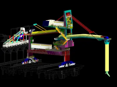 High Detail 3D Ship Loader Tripper Car Model  Industrial Port 3D model