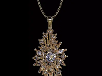 diamond pendant necklace  3D print model