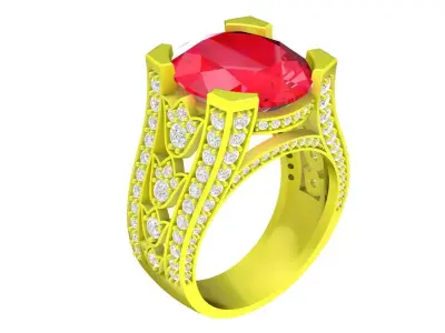 Luxury Oval Gemstone Split Shank Ring 3D Model  4531 3D print model