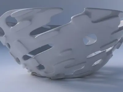 Bowl wide with smooth cuts and bulges   3D print model