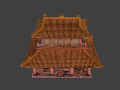 traditional Vietnamese communal house 3D model