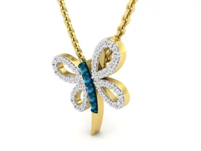 AV Round Diamond Womens Dragonfly Pendant 3D print model