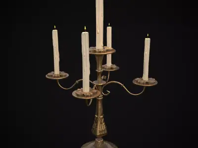 Ornamented Five Point Candelabra Low-poly 3D model