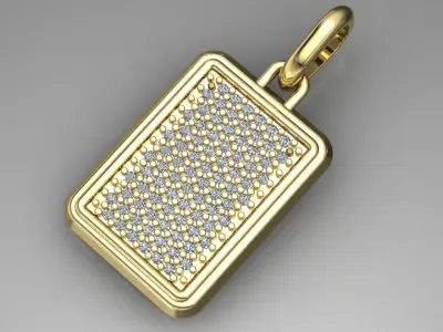 Diamonds Gold Bar Pendant 3D Model 3D print model