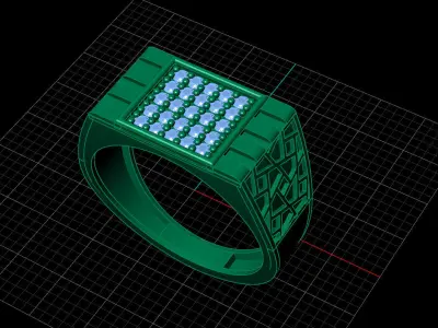 Print Ready STL 3DM  Gents Rings Diamond Men Ring  3D print model 115
