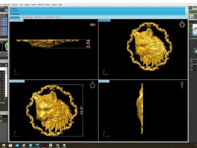 Luxury Wolf Head Pendant Jewelry Design  3986 3D print model