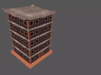 Low Poly Building Blender Model Low-poly 3D model