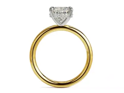 Engagement Ring - Cushion Cut Diamond 2 Tone with Hidden Halo 3D print model