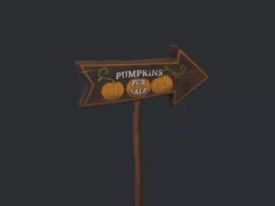 Pumpkins for Sale Sign  Low-poly 3D model