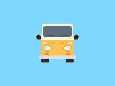 Lowpoly Pixelart Van Low-poly 3D model