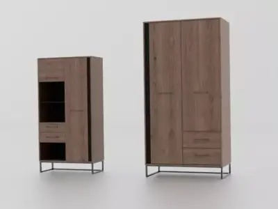 Wardrobe and living Room Shelving 3D model