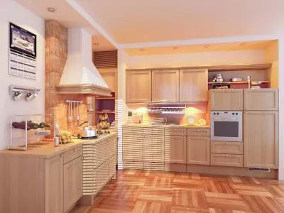 Modern Kitchen Interior Rendering 01 Free 3D model