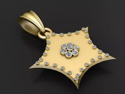  gold star pendant  3D printable model  3D print model