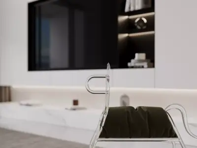 Modern living room dining room interior scenes 385 3D model