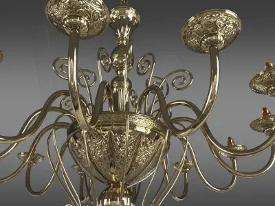 Brass ceiling chandelier 3D model