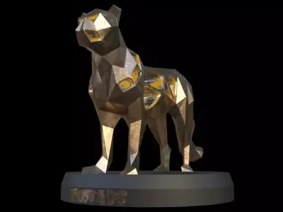 Steampunk Leopard Low-poly 3D model
