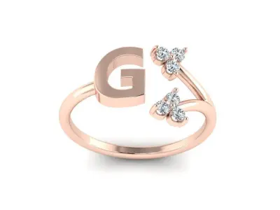 Jewelry Alphabet Ring  G with Diamonds  3D print model