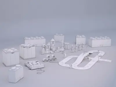 Wood Toys Collection Low-poly 3D model